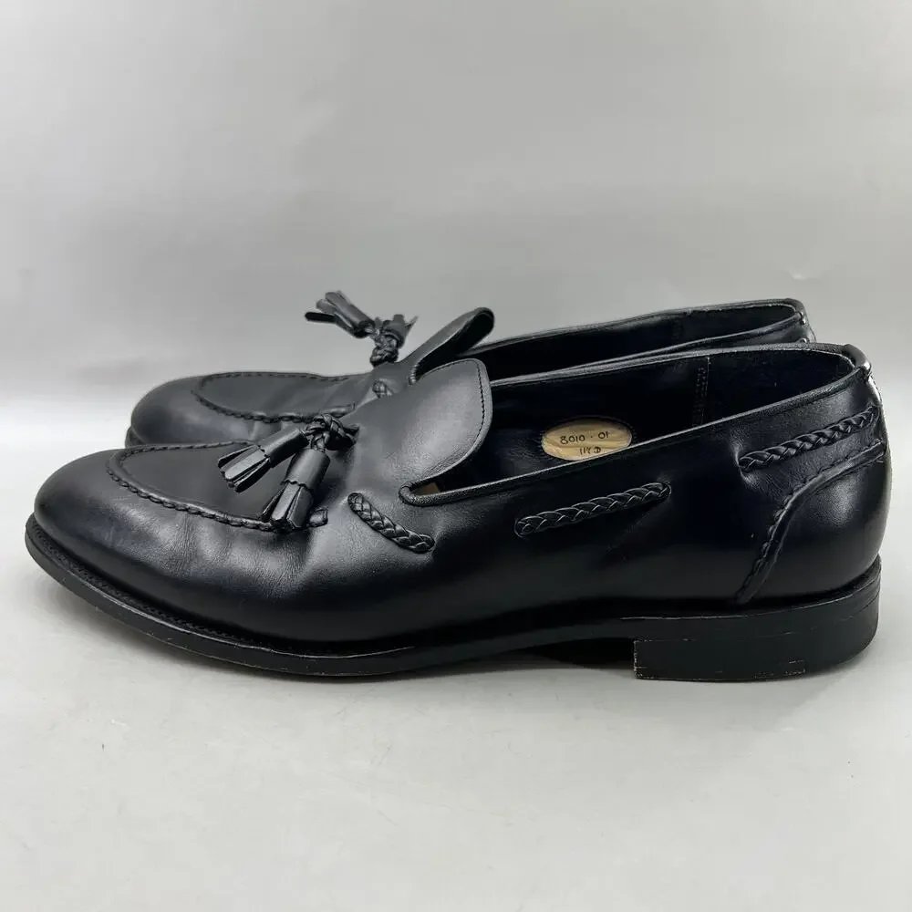 Stuart's Choice Tassel Loafers Men Size 11.5 D Black Leather Dress Slip On Shoes